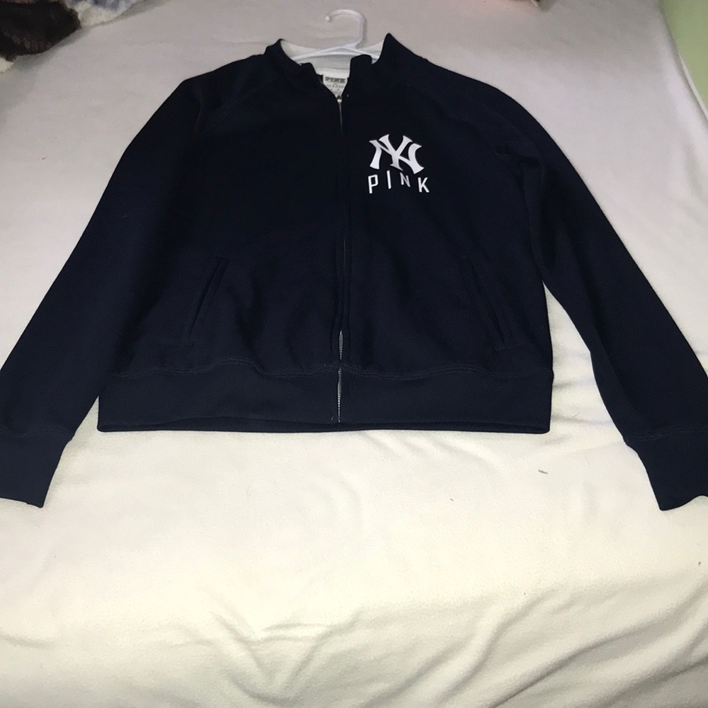 Pink Yankees zip up sweatshirt